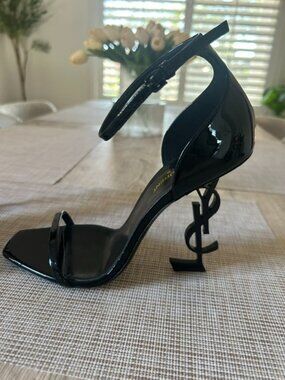 St Laurent Paris Black opym open toed sandals